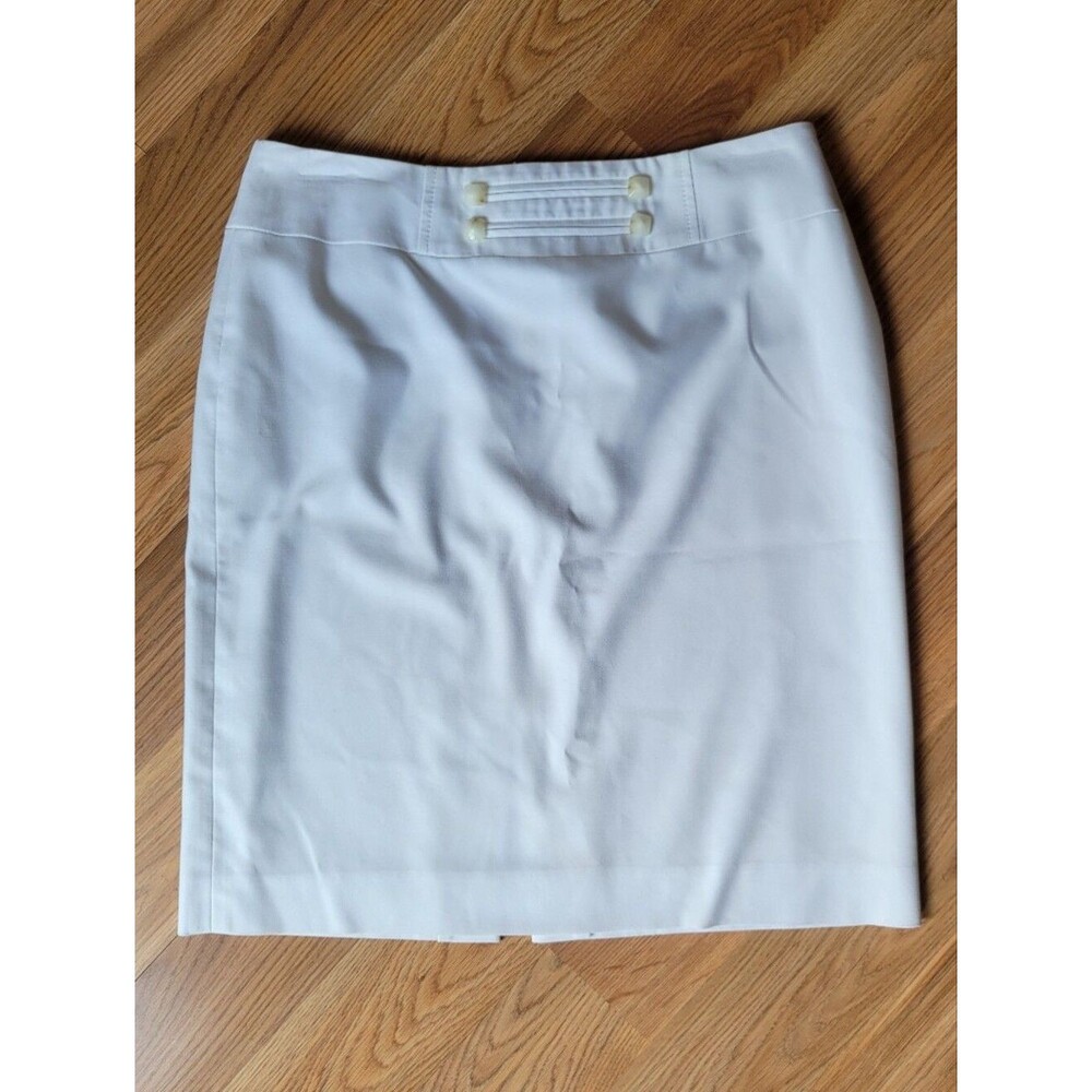 Antonio Melani White Structured Mini Skirt with Waist Tabs & Button Details 6